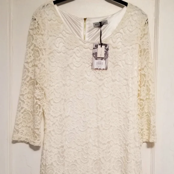 black lace and feather dress Mock Neck Faux Feather Dress